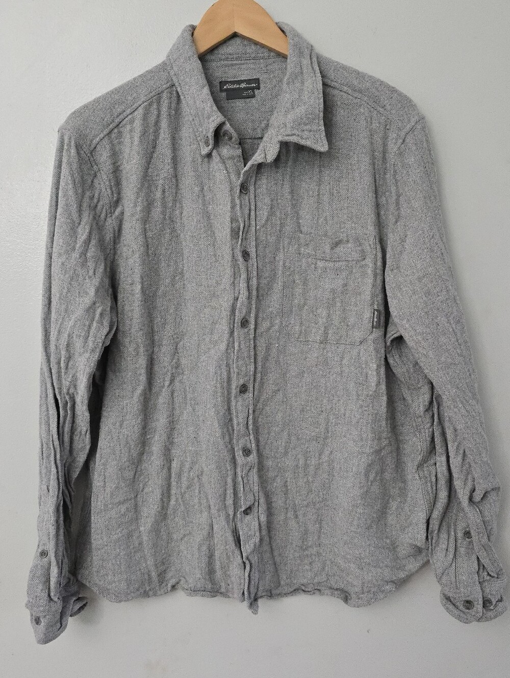 Eddie Bauer Light Gray Textured Button-Down Shirt